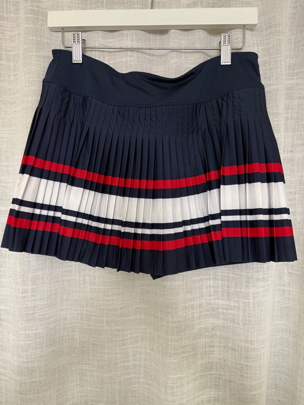 Fila Navy Pleated Mini Skort with Red & White Stripes